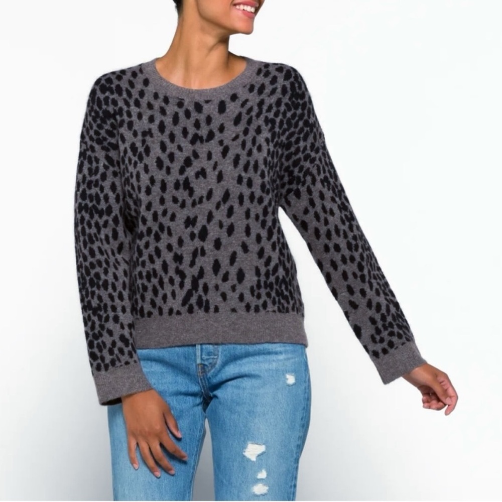 Rails Chance Wool Blend Sweater Grey Black Dalmatian Print Size Small